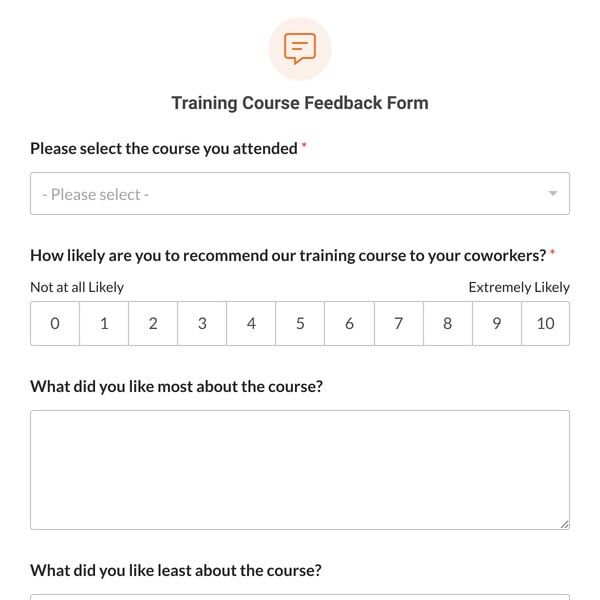 Training Course Feedback Form Template