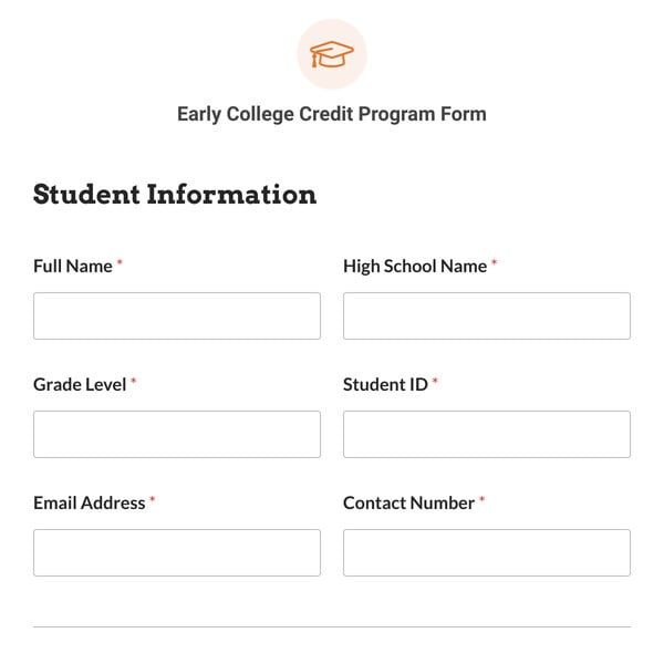 Early College Credit Program Form Template