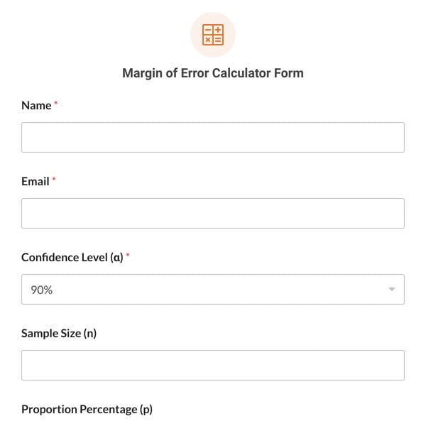 Margin of Error Calculator Form Template