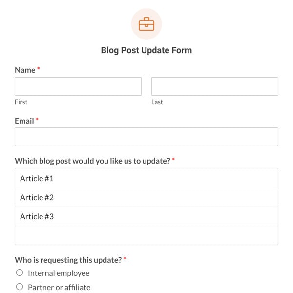 Blog Post Update Form Template