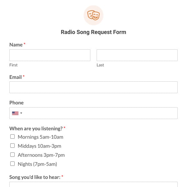 Radio Song Request Form Template