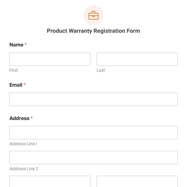 Product Warranty Registration Form Template