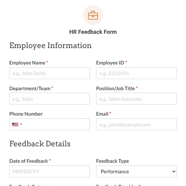 HR Feedback Form Template