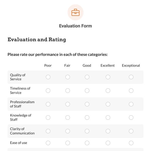 Evaluation Form Template