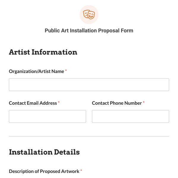 Public Art Installation Proposal Form Template