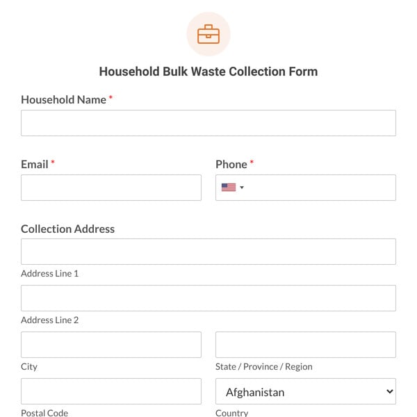 Household Bulk Waste Collection Form Template
