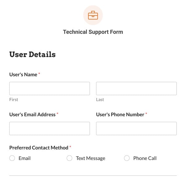 Technical Support Form Template