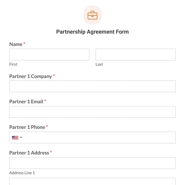 Partnership Agreement Form Template