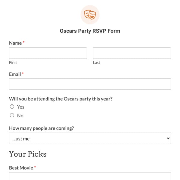 Oscars Party RSVP Form Template