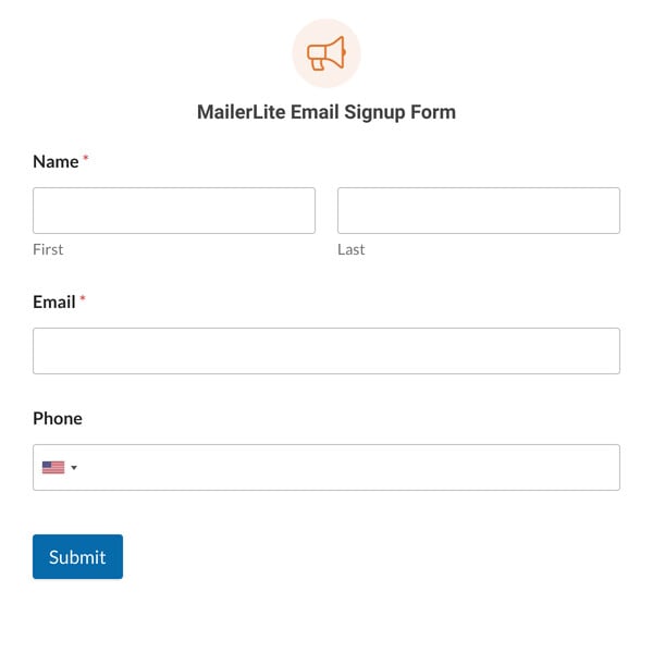 MailerLite Email Signup Form Template