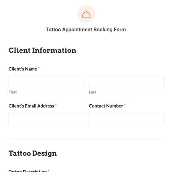Tattoo Appointment Booking Form Template