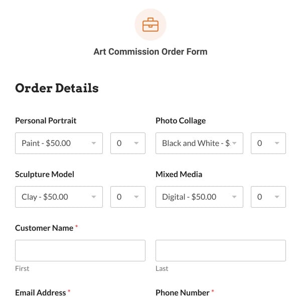 Art Commission Order Form Template