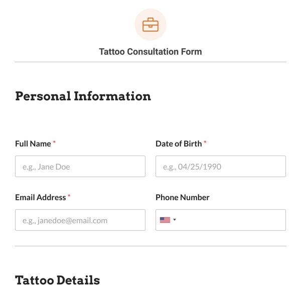 Tattoo Consultation Form Template