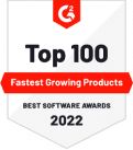 G2 2022 top 100 fastest growing products badge