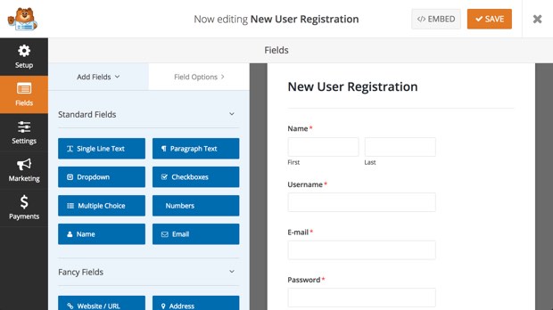 new custom user registration form builder