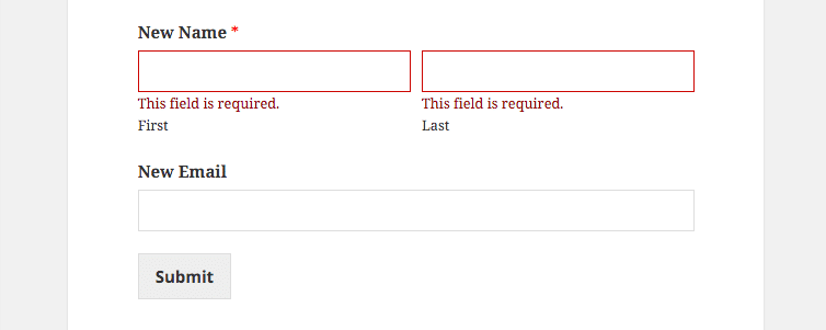 WPForms example validation message