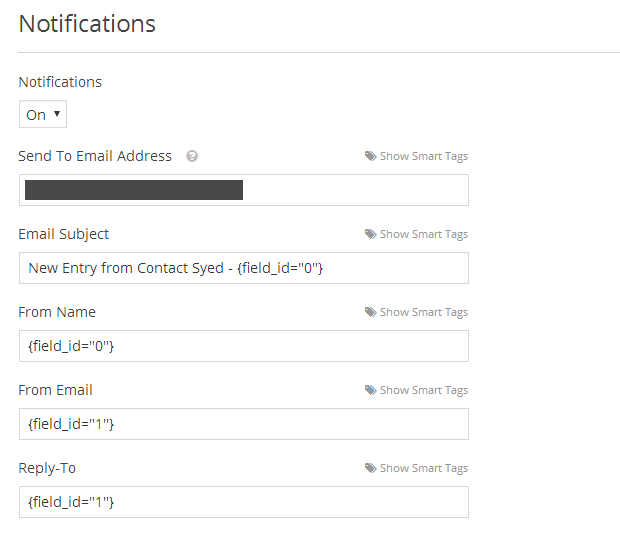 WPForms Notification Settings