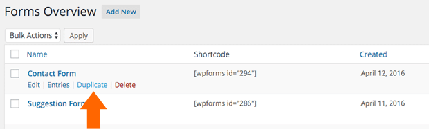 Duplicate a Form with WPForms