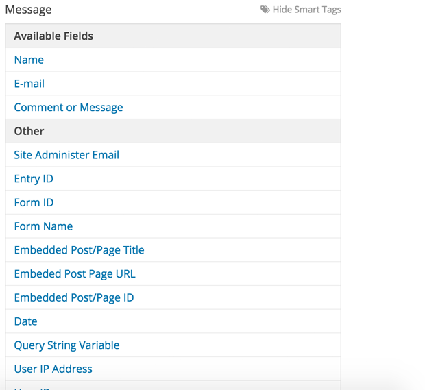 WPForms Smart Tags