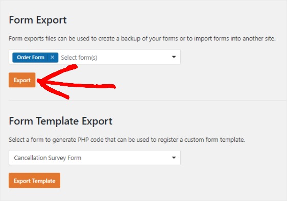 Export a form in WPForms