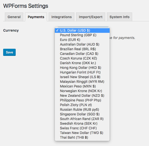 Multiple Currency Support in WPForms