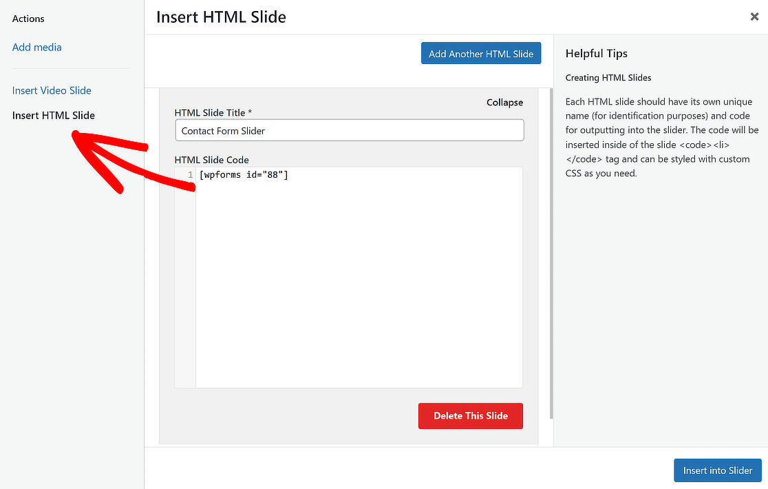 insert html slider
