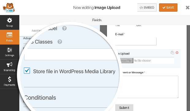 Upload image to WordPress Media Library