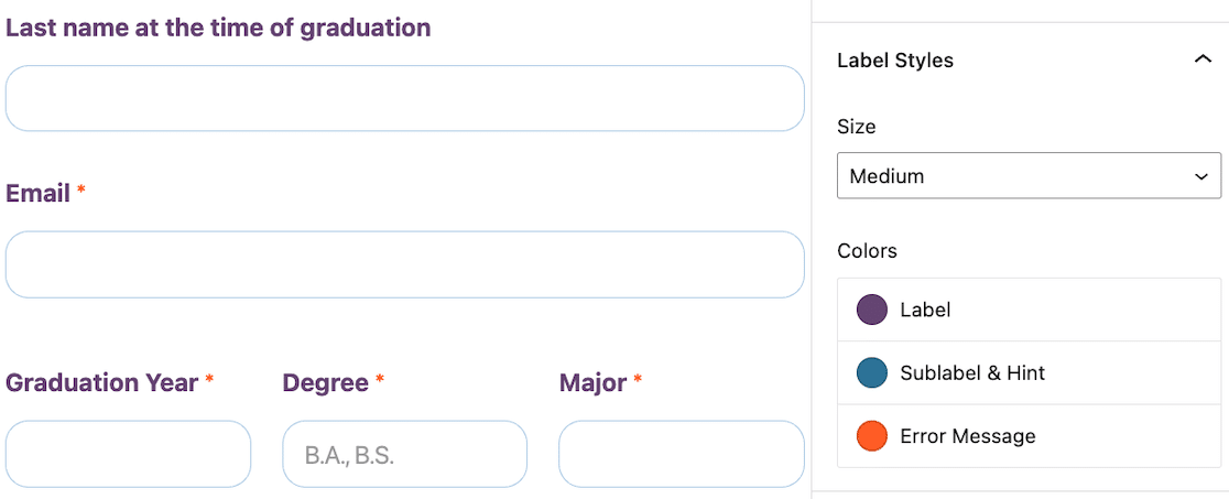 Label styles