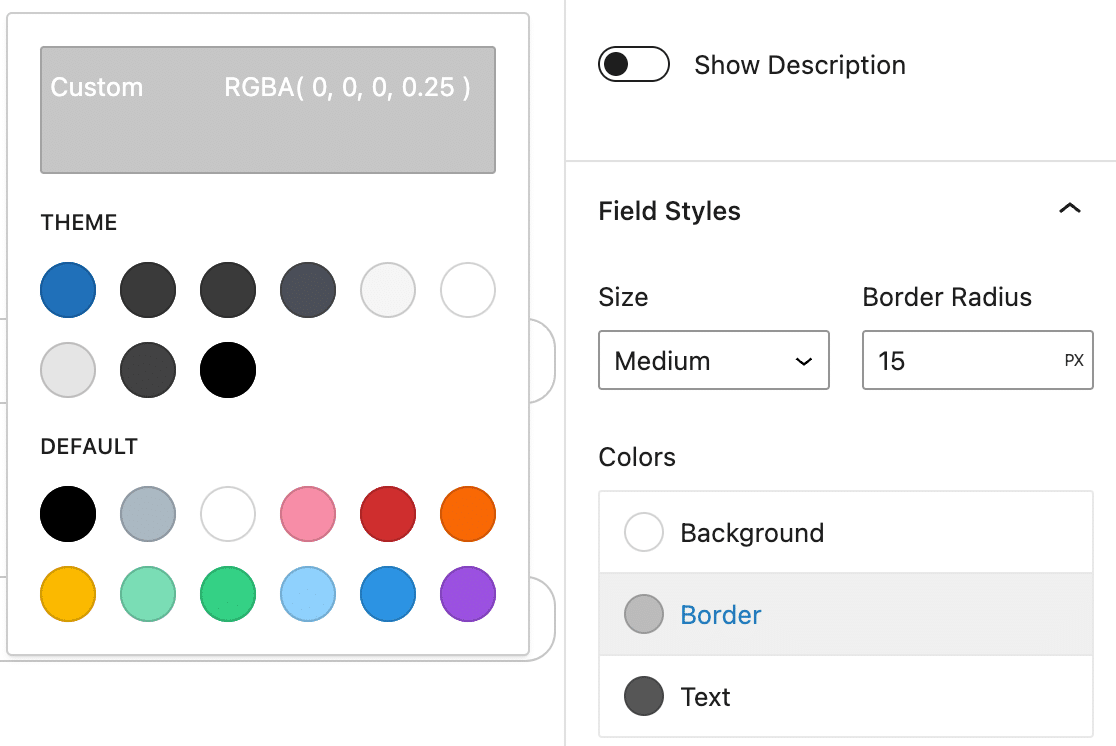 Set custom colors for your form fields