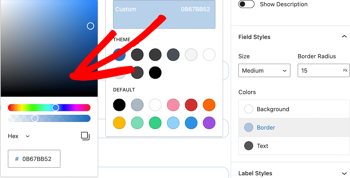 Style contact forms with the color picker