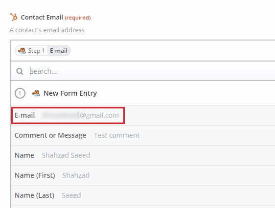connect form to each hubspot field to wordpress forms