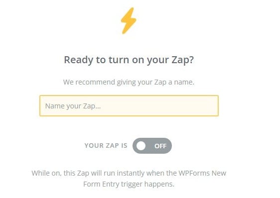 turn on zap for infusionsoft web form wordpress