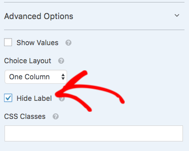 Hide label for checkboxes field