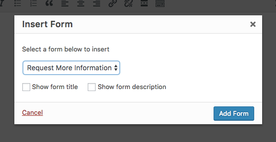 Insert form on page