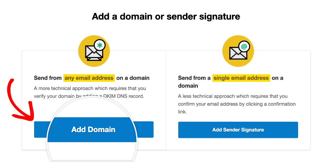 Postmark add domain