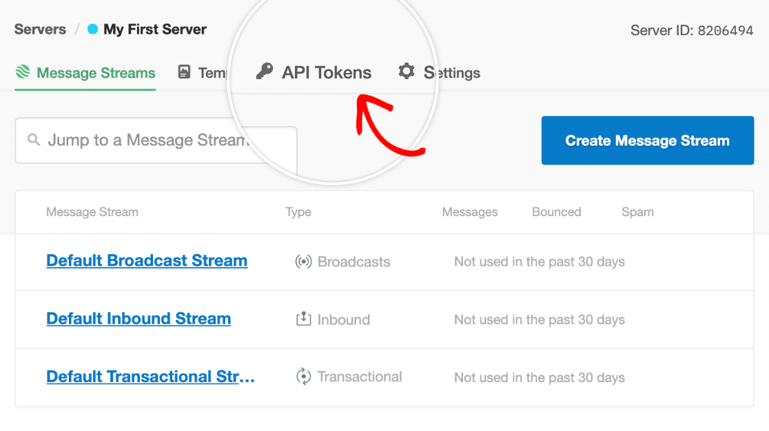 Postmark API tokens