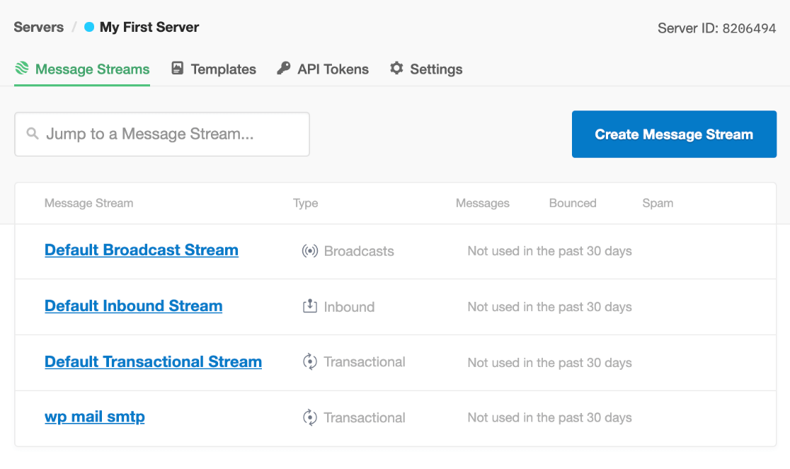 Postmark message streams