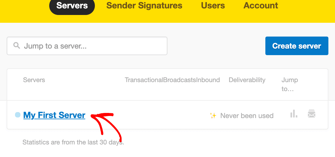 Postmark first server