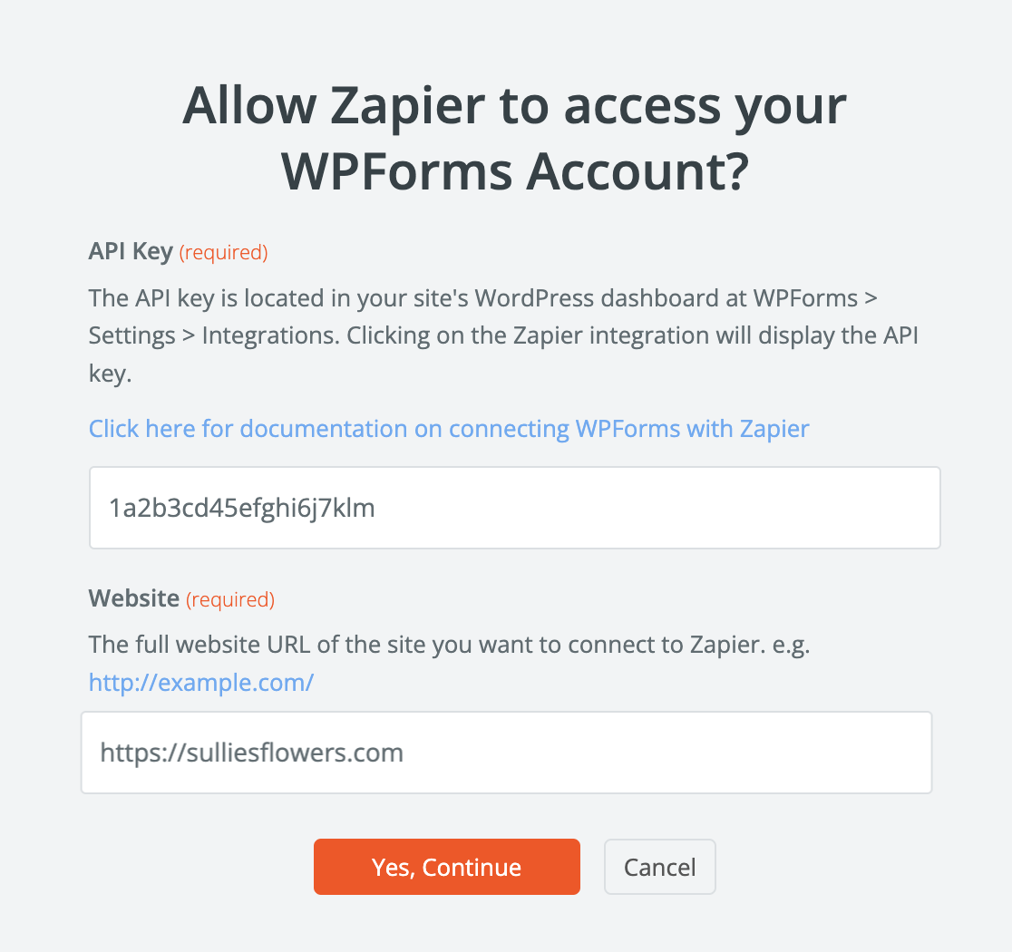 Allowing Zapier to access WPForms