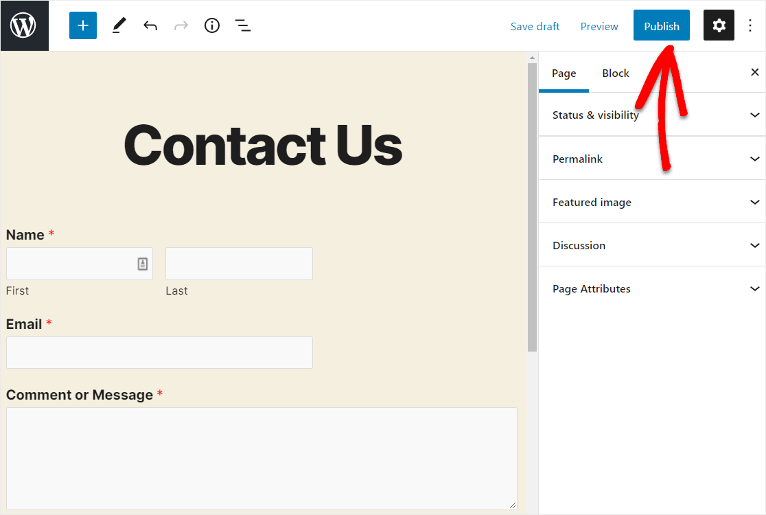 publish contact form with custom wordpress html