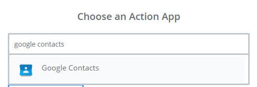 choose google contacts as action app