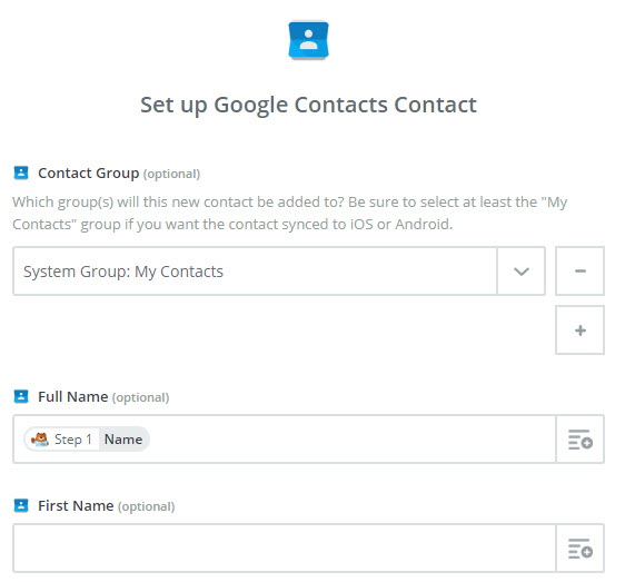 set up google contacts contact