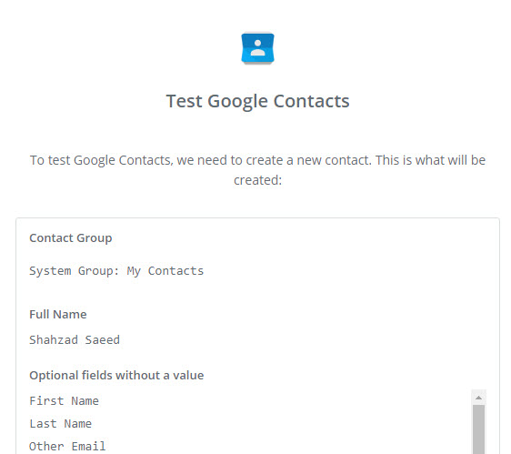 test google contacts