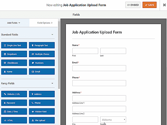 job application form template