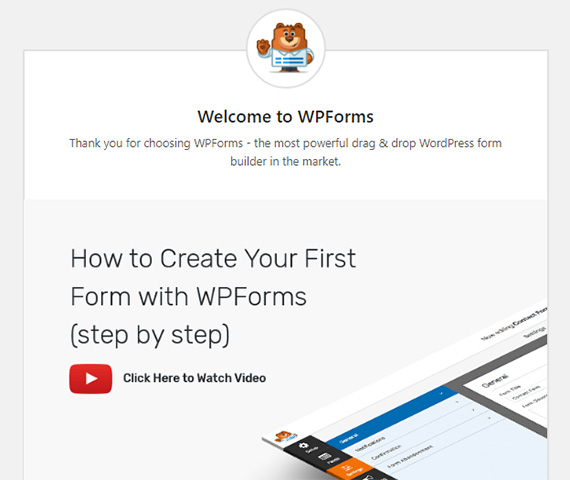 new WPForms welcome screen