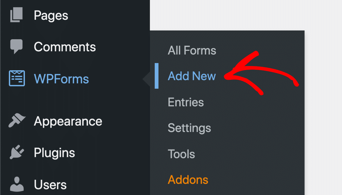 Add New Form WPForms