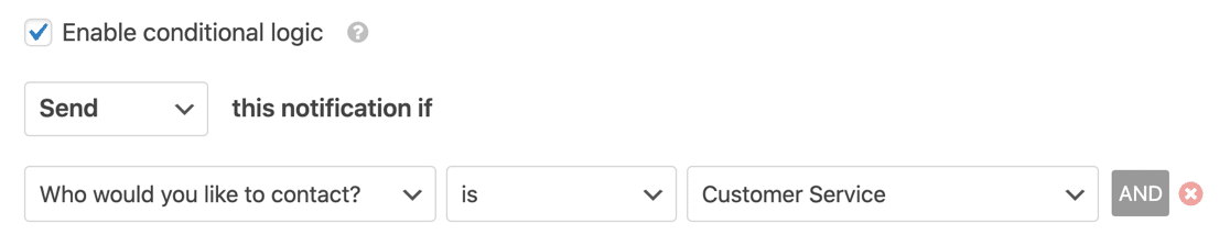 Enable conditional logic on notification