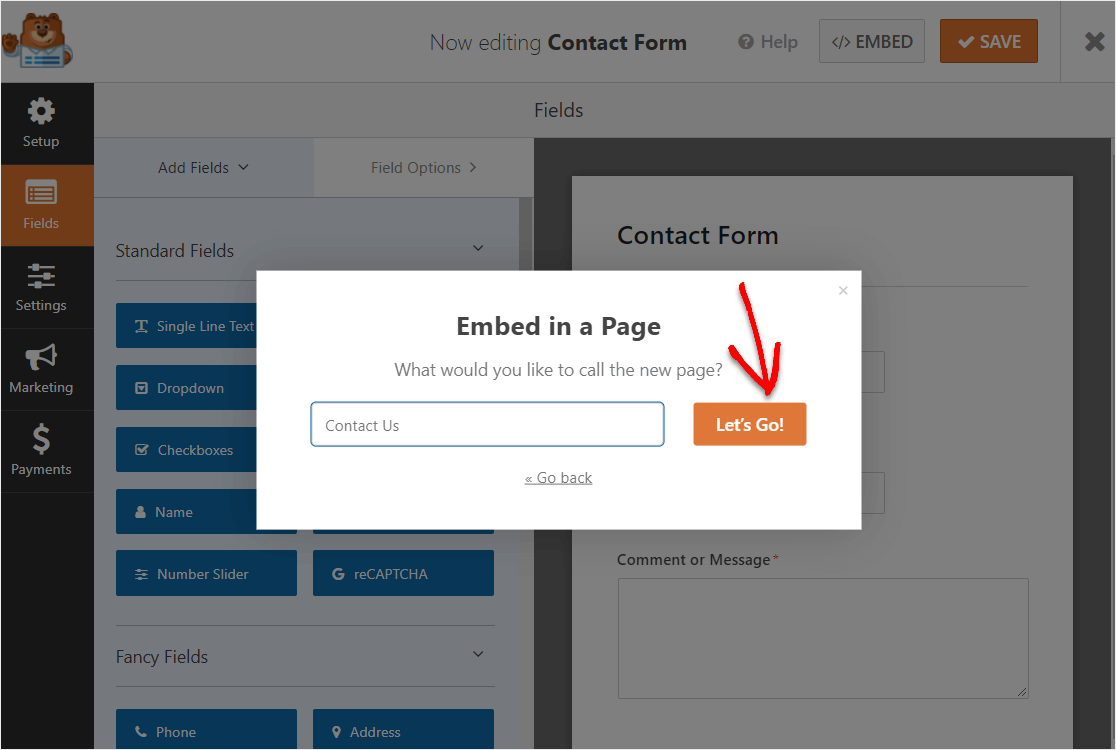 embed constant contact form in wordpress page