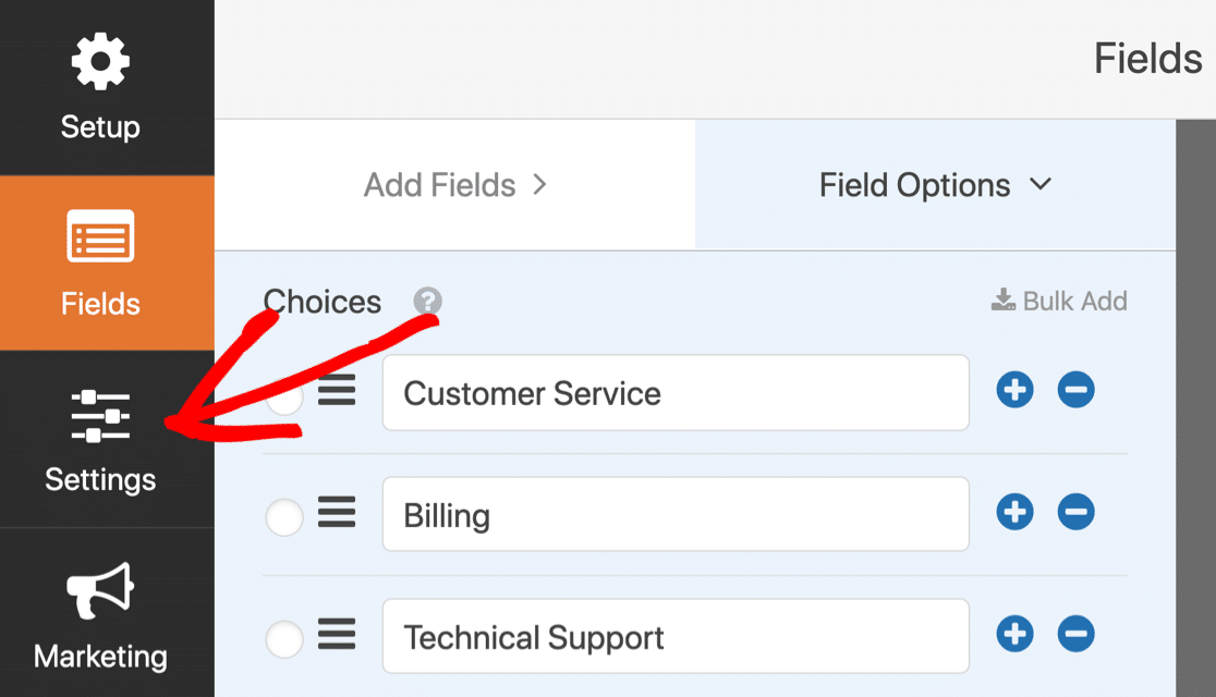 WPForms settings