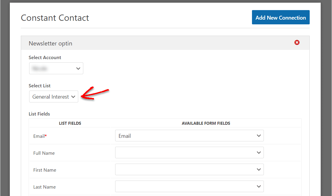 wordpress contant contact integration screen wpforms